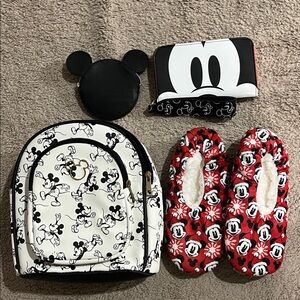 Disney Mickey Mouse Kids Backpack Set - Black, White, Red